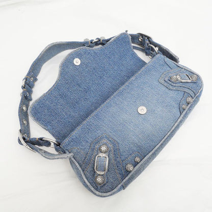 Balenciaga Luca Gold Small Ring Bag Hand Shoulder Denim Blue Ladies