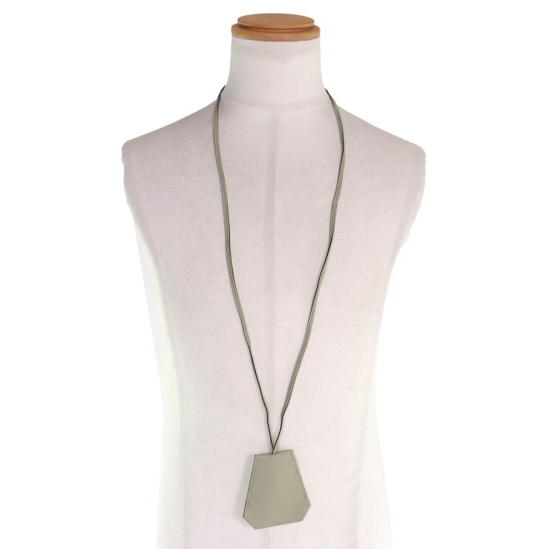 Hermes Leather Margiela Period Large Clochette Necklace Light Moss Green