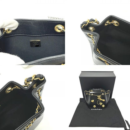 Chanel Shoulder Bag Draw St Ring Icon As5824 Leather Black