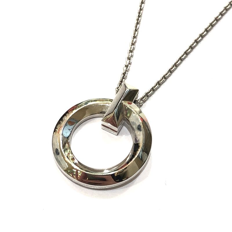 Tiffany & Co Necklace T One Circle Pendant AU 750 Silver