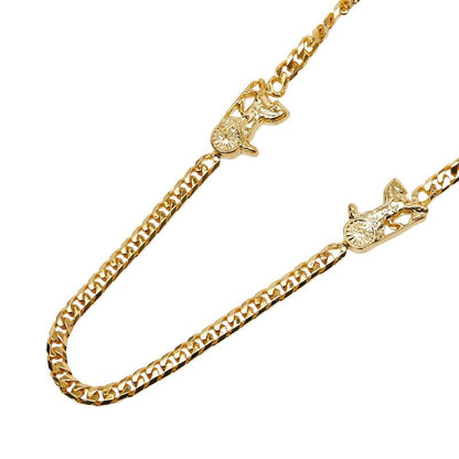 Celine Carriage Motif Long Chain Necklace Gold Plated Women's Celine