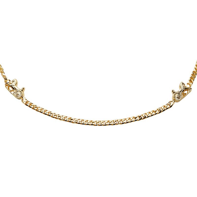 Celine Carriage Motif Long Chain Necklace Gold Plated Women's Celine