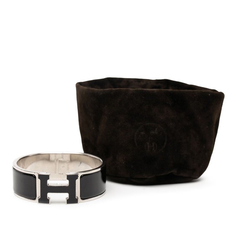 Hermes Click Crack H PM Silver Black Metal Ladies Hermes