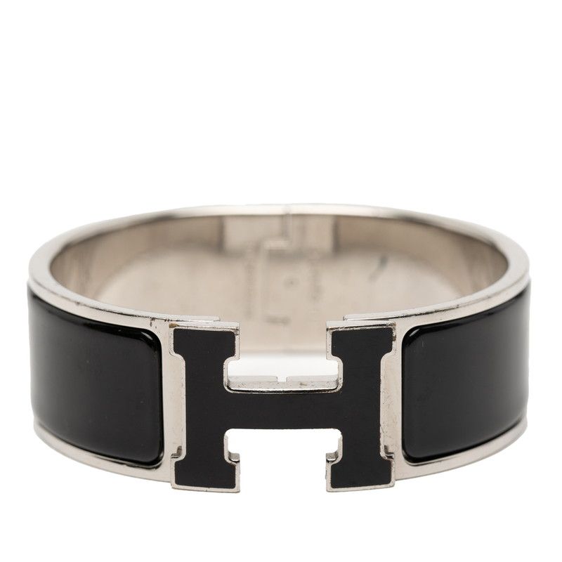 Hermes Click Crack H PM Silver Black Metal Ladies Hermes