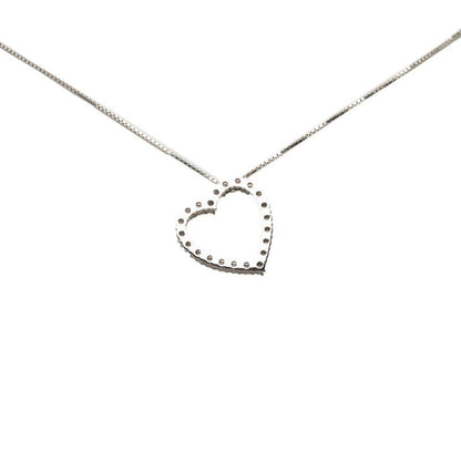 Gucci Heart Motif Diamond Pendant Necklace 18K White Gold Women's