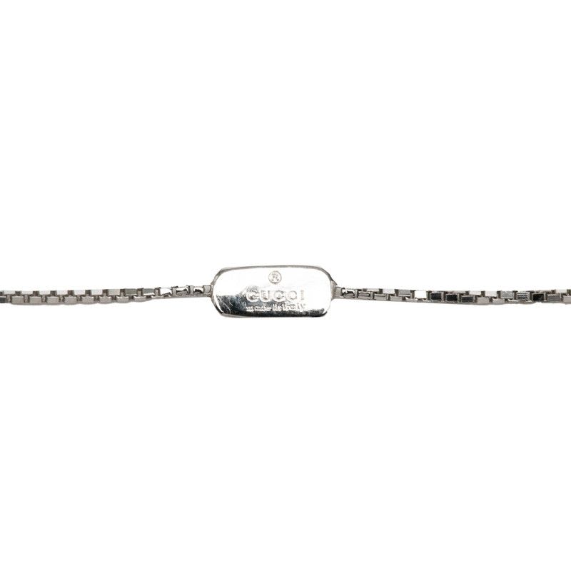 Gucci Heart Motif Diamond Pendant Necklace 18K White Gold Women's