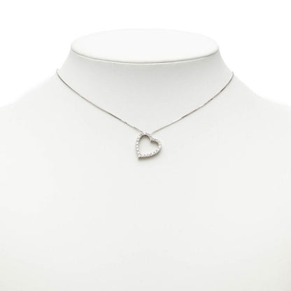 Gucci Heart Motif Diamond Pendant Necklace 18K White Gold Women's