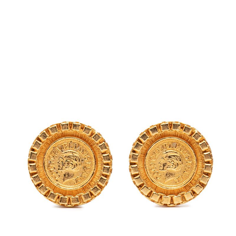 Chanel Vintage Coin Motif Round Gold Plated Ladies Chanel