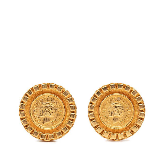 Chanel Vintage Coin Motif Round Gold Plated Ladies Chanel