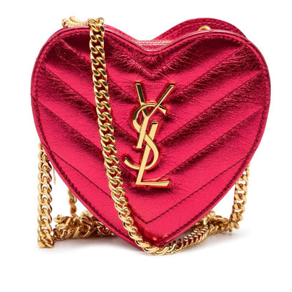 Saint Laurent YSL Logo Heart Pochette Mini Love Crossbody Chain Shoulder Bag