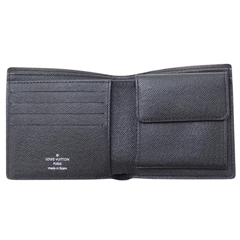 Louis Vuitton Damier Graphite Portefeuille Marco N62664 Black PVC Leather Men's