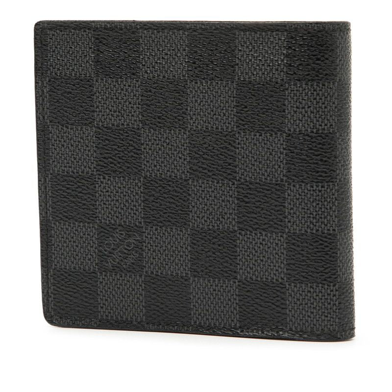 Louis Vuitton Damier Graphite Portefeuille Marco N62664 Black PVC Leather Men's