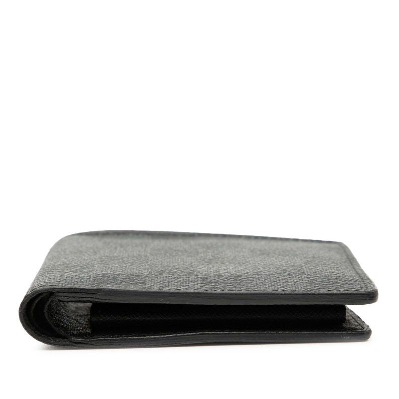 Louis Vuitton Damier Graphite Portefeuille Marco N62664 Black PVC Leather Men's
