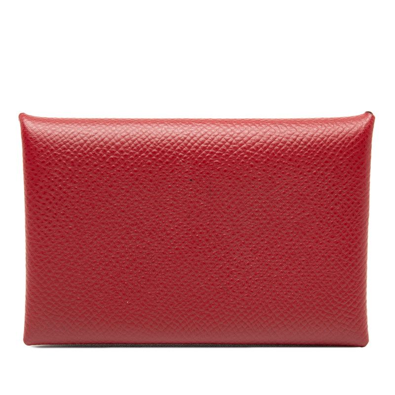 Hermes Calvi Card Case Business Card Holder Rouge Granada Red Vaux Epson Ladies