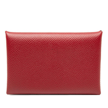 Hermes Calvi Card Case Business Card Holder Rouge Granada Red Vaux Epson Ladies