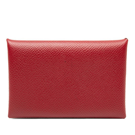 Hermes Calvi Card Case Business Card Holder Rouge Granada Red Vaux Epson Ladies