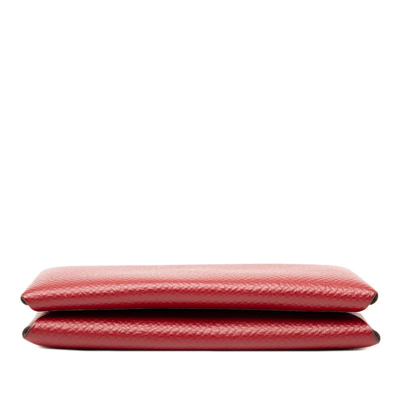Hermes Calvi Card Case Business Card Holder Rouge Granada Red Vaux Epson Ladies