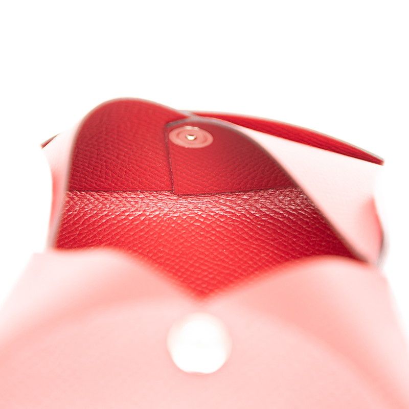 Hermes Calvi Card Case Business Card Holder Rouge Granada Red Vaux Epson Ladies