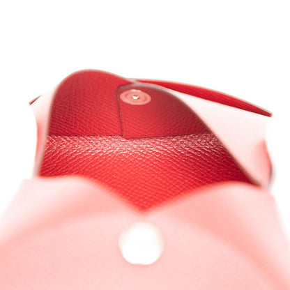 Hermes Calvi Card Case Business Card Holder Rouge Granada Red Vaux Epson Ladies