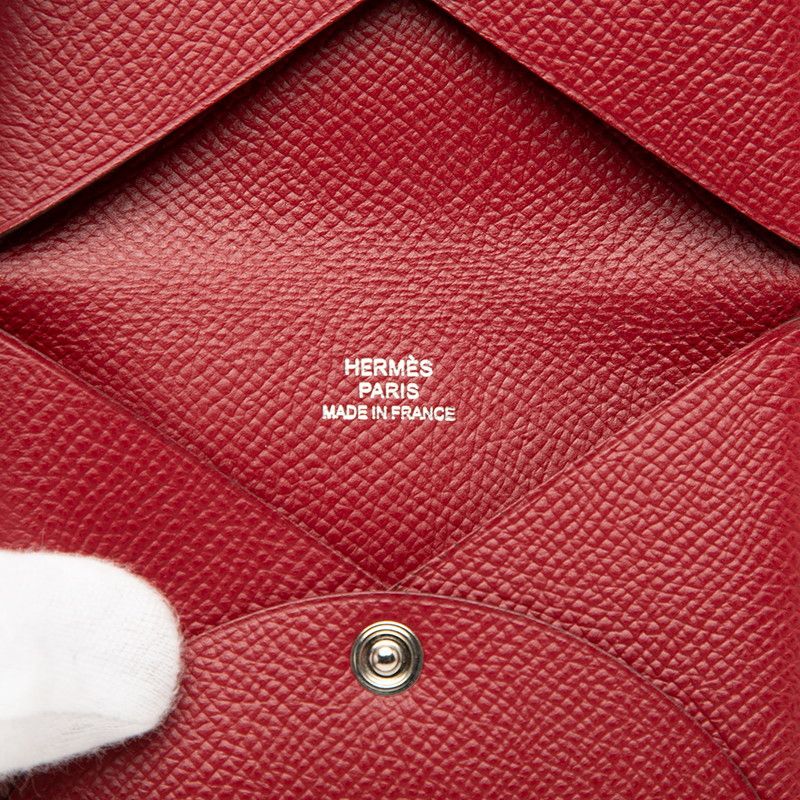 Hermes Calvi Card Case Business Card Holder Rouge Granada Red Vaux Epson Ladies