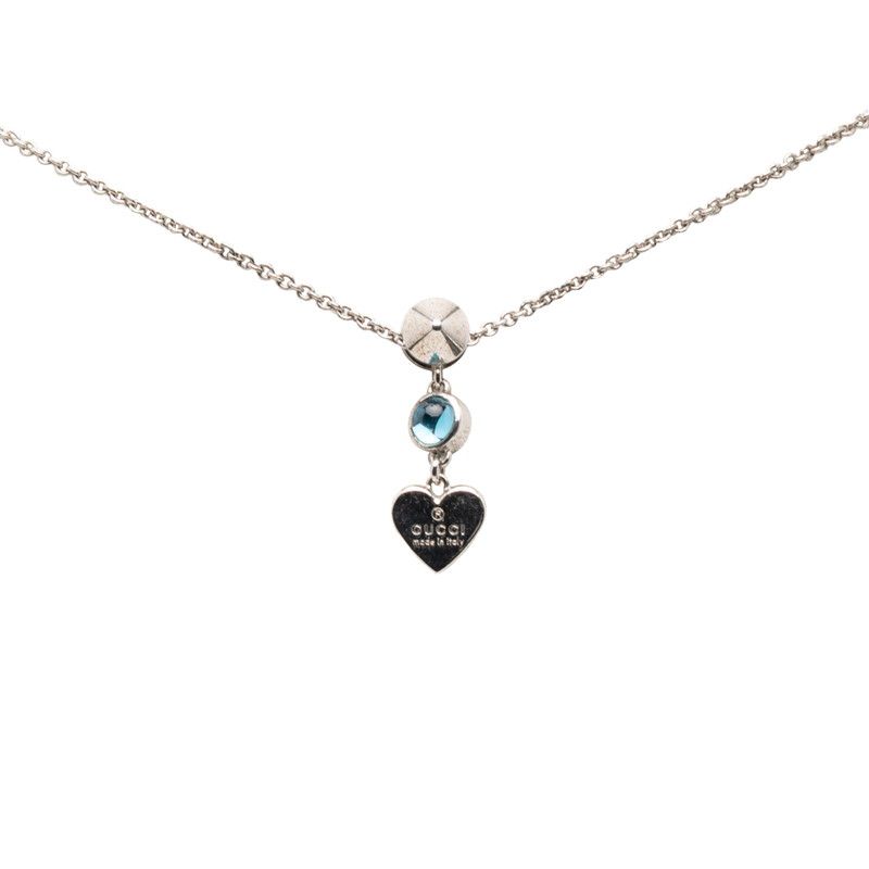 Gucci Trademark Drop Pendant Heart Silver Light Blue Sv925 Silver Blue Topaz