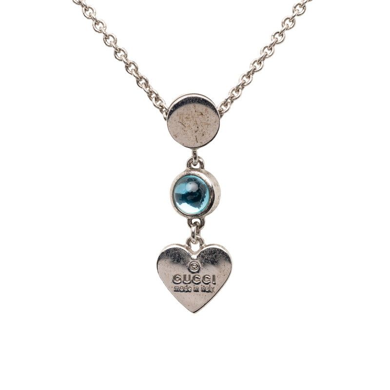 Gucci Trademark Drop Pendant Heart Silver Light Blue Sv925 Silver Blue Topaz
