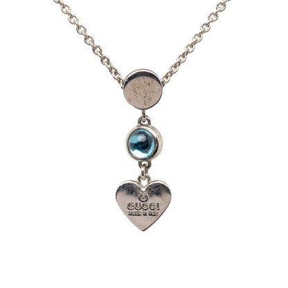 Gucci Trademark Drop Pendant Heart Silver Light Blue Sv925 Silver Blue Topaz