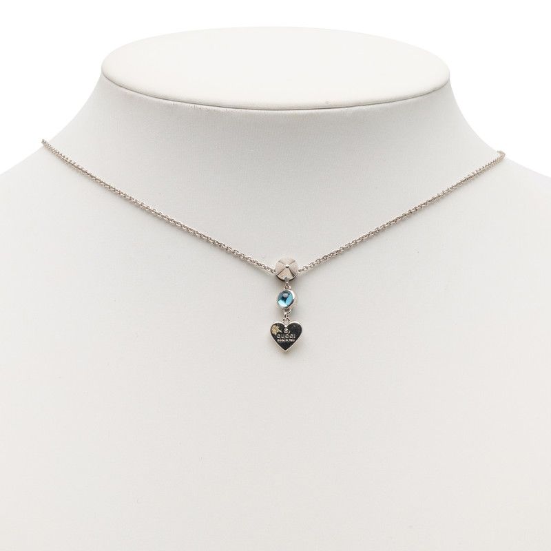 Gucci Trademark Drop Pendant Heart Silver Light Blue Sv925 Silver Blue Topaz