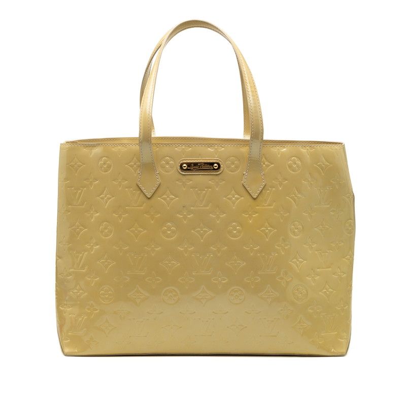 Louis Vuitton Monogram Vernis Wilshire MM Tote Bag Handbag M91441 Ivory Patent