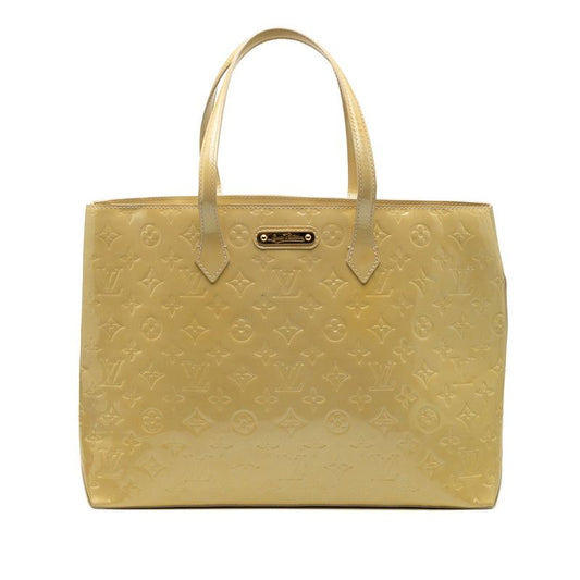Louis Vuitton Monogram Vernis Wilshire MM Tote Bag Handbag M91441 Ivory Patent