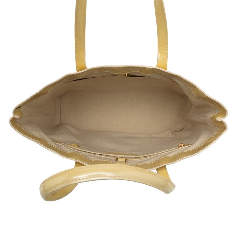 Louis Vuitton Monogram Vernis Wilshire MM Tote Bag Handbag M91441 Ivory Patent