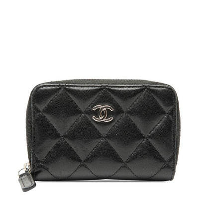 Chanel Matelasse Cocomark Card Case Coin Purse Black Lambskin Ladies Chanel