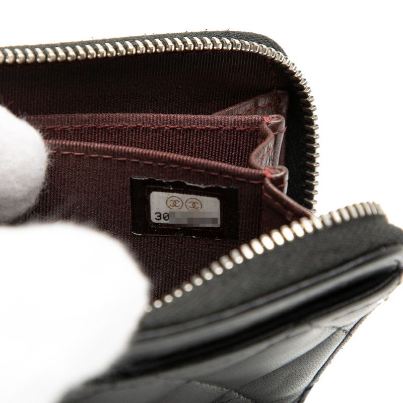 Chanel Matelasse Cocomark Card Case Coin Purse Black Lambskin Ladies Chanel