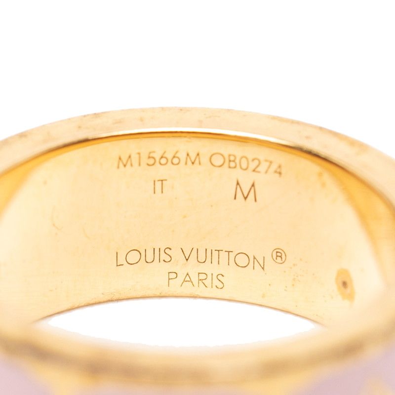Louis Vuitton Monogram Ring Nanogram Enamel Ring Size: M M1566m Gold Pink