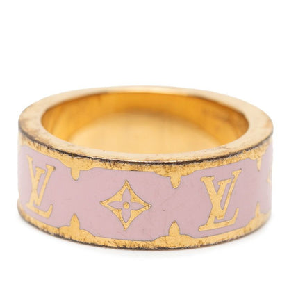 Louis Vuitton Monogram Ring Nanogram Enamel Ring Size: M M1566m Gold Pink