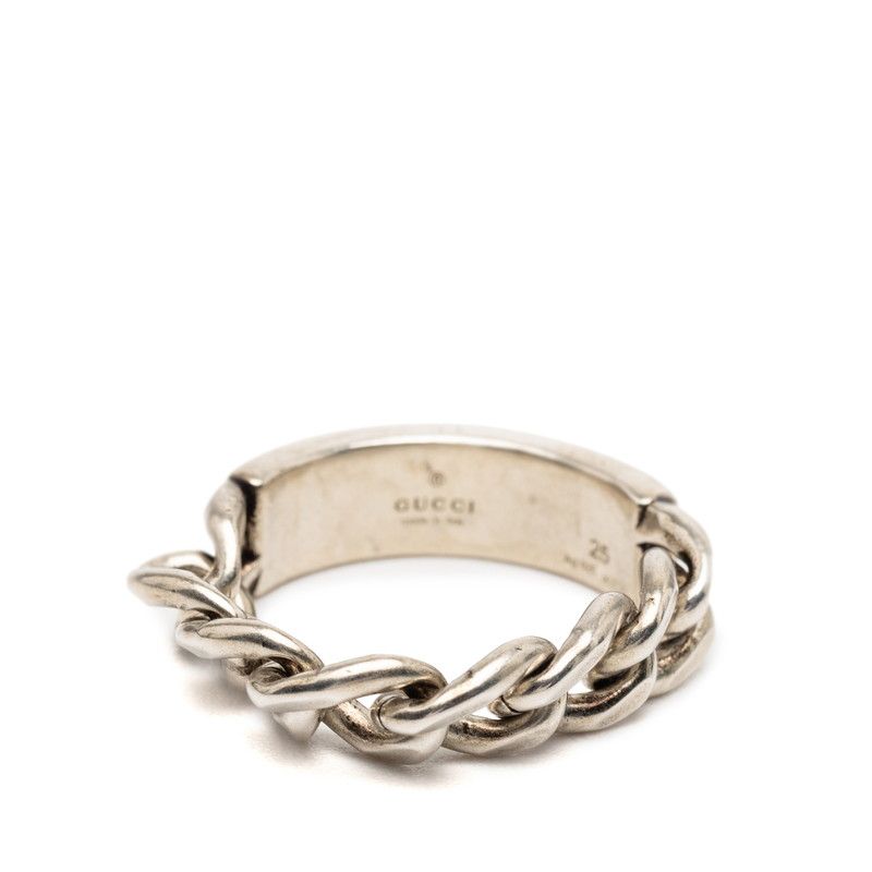Gucci Golmette Chain Ring #25 Silver Light Blue Sv925 Silver Enamel Men's Gucci