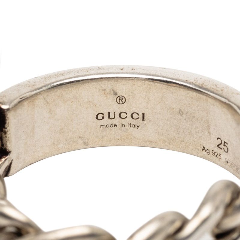 Gucci Golmette Chain Ring #25 Silver Light Blue Sv925 Silver Enamel Men's Gucci