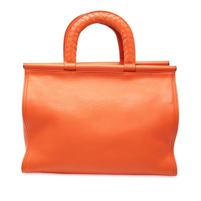 Bottega Veneta Intrecciato Orange Leather Women's Bottega Veneta