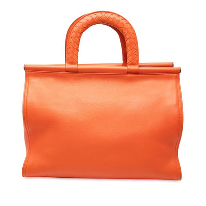 Bottega Veneta Intrecciato Orange Leather Women's Bottega Veneta