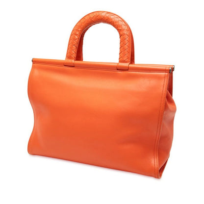 Bottega Veneta Intrecciato Orange Leather Women's Bottega Veneta