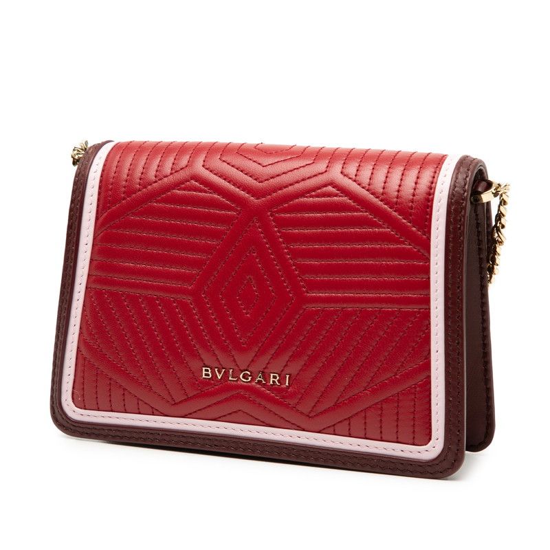 Bvlgari Serpenti Diamond Blast Chain Shoulder Bag Red Leather Women's Bvlgari