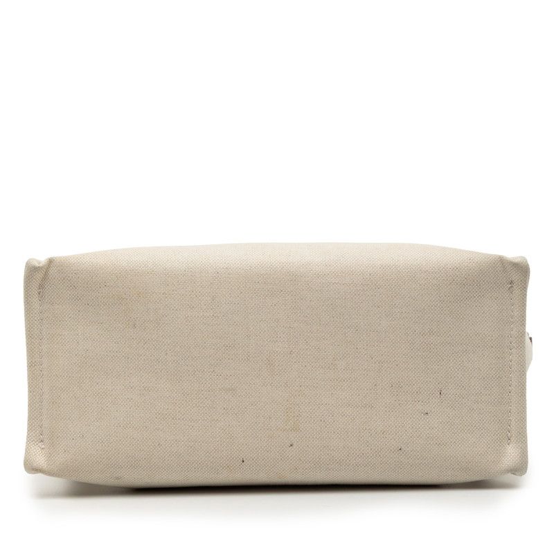 Gucci Logo Print Handbag Tote Bag 772144 Ivory Brown Canvas Leather Women's