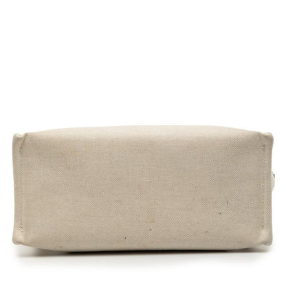 Gucci Logo Print Handbag Tote Bag 772144 Ivory Brown Canvas Leather Women's