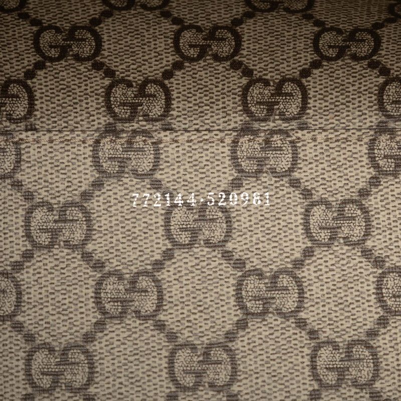 Gucci Logo Print Handbag Tote Bag 772144 Ivory Brown Canvas Leather Women's