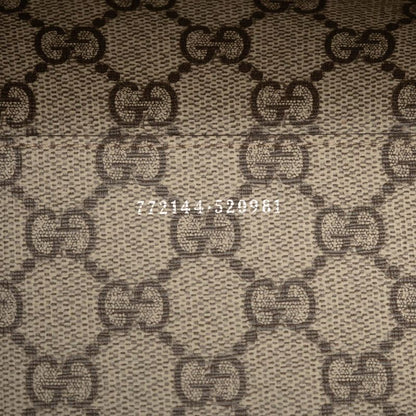 Gucci Logo Print Handbag Tote Bag 772144 Ivory Brown Canvas Leather Women's
