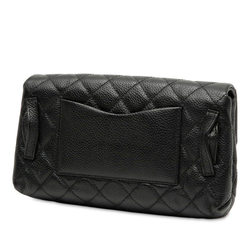 Chanel 2.55 Matelasse Pouch Clutch Bag Black Caviar Skin Women's Chanel