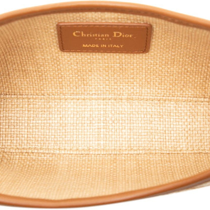 Dior 30 Montaigne Hobo Avenue Chain Handbag Beige Brown Raffia Leather Women's