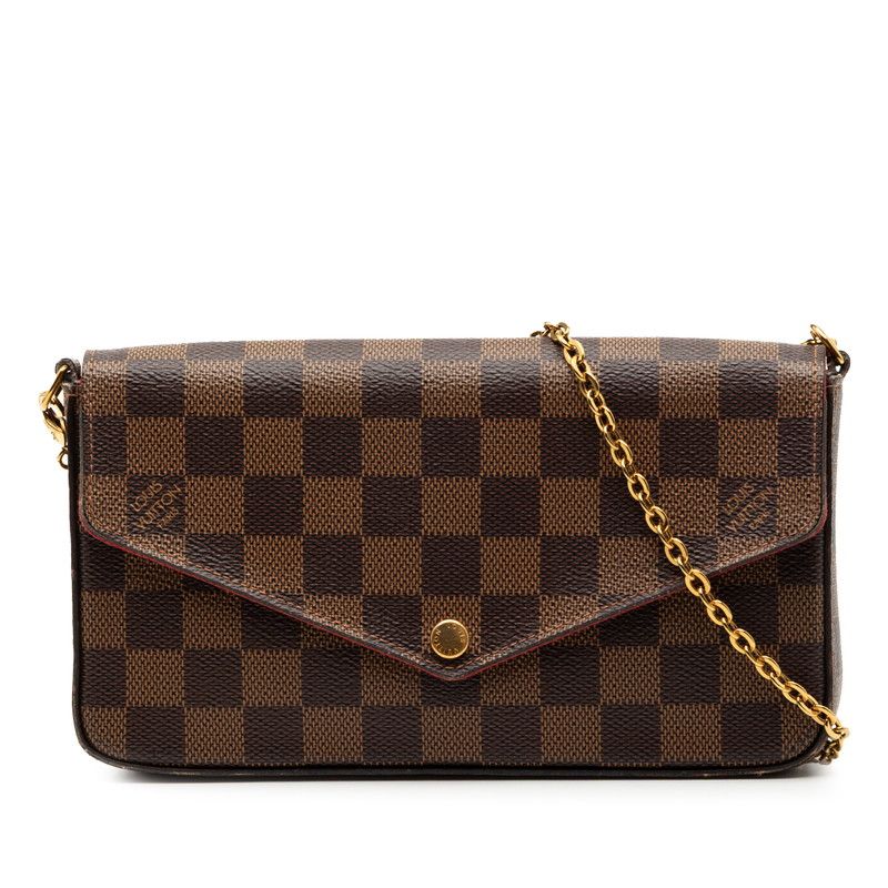 Louis Vuitton Damier Pochette Félicie Crossbody Chain Shoulder Bag N40492 Brown