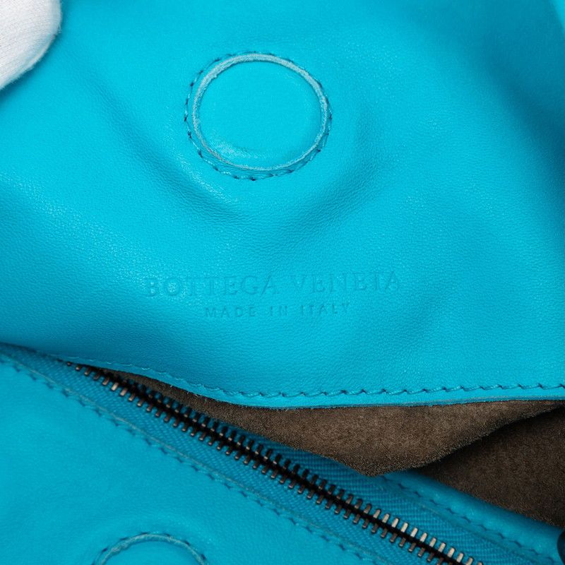 Bottega Veneta Intrecciato Handbag One Shoulder Bag Light Blue Leather Women's