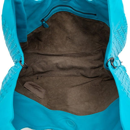 Bottega Veneta Intrecciato Handbag One Shoulder Bag Light Blue Leather Women's